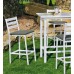 Set Bar Salon De Jardin À Manger Tropea-130 Avec 4Xtropea-2 + Coussin(S) Assise Finition Blanc Tissus Sara Gris Fonce Dralon De 4 Places