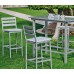 Set Bar Salon De Jardin À Manger Tropea-130 Avec 4Xtropea-2 + Coussin(S) Assise Finition Gris Argent Plata Tissus Gris Clair Marilan Dralon De 4 Places
