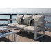 Salon De Jardin Sofa Bolonia-8 Finition Blanc Tissus Beige Dralon De 4 À 5 Places