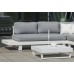 Salon De Jardin Sofa Corner Menfis-7 Finition Blanc Tissus Gris Clair Mariland Dralon De 4 À 6 Places