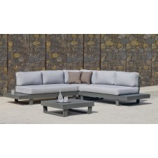 Salon De Jardin Sofa Corner Menfis-7 Finition Anthracite Tissus Gris Clair Mariland Dralon De 4 À 6 Places