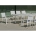 Set Salon De Jardin À Manger Palma-170/220 Avec 8Xroma-3 Finition Blanc Tissus Blanc Textilene De 8 Places