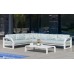 Salon De Jardin Sofa Zafiro-28-Dl Finition Blanc Tissus Assise Mirta Verde / Dossier Dalia Verde Dralonlux De 4 À 7 Places