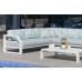 Salon De Jardin Sofa Zafiro-28-Dl Finition Blanc Tissus Assise Mirta Verde / Dossier Dalia Verde Dralonlux De 4 À 7 Places