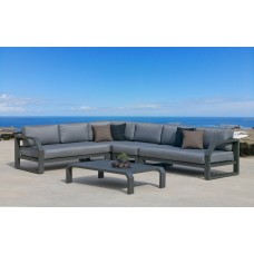 Salon De Jardin Sofa Zafiro-28-Dl Finition Anthracite Tissus Joana Gris Fonce Dralonlux De 4 À 7 Places