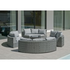 Salon De Jardin Sofa Naroha-8 Finition Gris Tissus Gris Clair Marilan Dralon De 4 À 12 Places