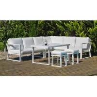 Salon De Jardin Sofa Bolonia-30 Finition Blanc Tissus Anais Blanc Dralon De 6 À 9 Places