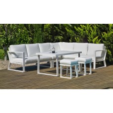 Salon De Jardin Sofa Bolonia-30 Finition Blanc Tissus Anais Blanc Dralon De 6 À 9 Places