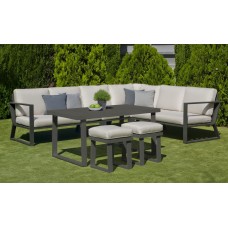 Salon De Jardin Sofa Bolonia-30 Finition Anthracite Tissus Gris Clair Marilan Dralon De 6 À 9 Places