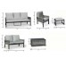 Salon De Jardin Sofa Aluminium Et Corde Havana-7 Finition Blanc/Cordage Gris Tissus Anais Blanc Dralon De 4 À 5 Places