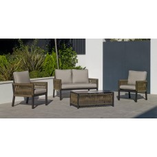 Salon de jardin Sofa HAVANA-7 Finition MARRON/CORDAGE MARRON Tissus MARRON ESTER DRALON de 4 à 5 places