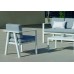 Salon De Jardin Sofa Azores-8 Finition Blanc Tissus Gris Clair Mariland Dralon De 5 Places