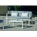 Salon De Jardin Sofa Azores-8 Finition Blanc Tissus Gris Clair Mariland Dralon De 5 Places