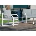 Salon De Jardin Sofa Genova-7 Finition Blanc Tissus Gris Clair Mariland Dralon De 4 Places