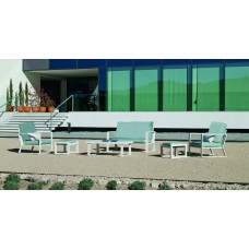 Salon De Jardin Sofa Bolonia-9 Finition Blanc Tissus Gris Clair Marilan Dralon De 4 À 6 Places