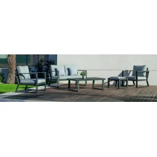 Salon De Jardin Sofa Bolonia-9 Finition Anthracite Tissus Gris Clair Marilan Dralon De 4 À 6 Places