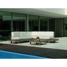 Salon De Jardin Sofa Corner Menfis-7 Finition Champagne Tissus Alba Crudo Dralon De 4 À 6 Places