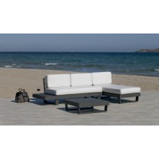 Salon De Jardin Sofa Corner Menfis-99 Finition Anthracite Tissus Alba Crudo Dralon De 4 À 6 Places