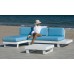 Salon De Jardin Sofa Menfis-9 Finition Blanc Tissus Turquoise Dralon De 4 À 6 Places