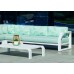 Salon De Jardin Sofa Zafiro-28-Dl Finition Blanc Tissus Dalia Verde Dralonlux De 4 À 7 Places