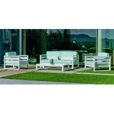 Salon De Jardin Sofa Cosmos-7-Dl Finition Blanc Tissus Vert Anis Clair Orlena Dralonlux De 4 À 5 Places