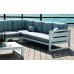 Salon De Jardin Sofa Cosmos-28 Finition Blanc Tissus Assise Gris Mariland / Dossier Raye Vigore Dralon De 4 À 7 Places