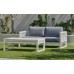 Salon De Jardin Sofa Monterrey-7 Finition Blanc/Cordage Blanc Tissus Gris Clair Marilan Dralon De 4 À 5 Places