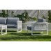 Salon De Jardin Sofa Monterrey-7 Finition Blanc/Cordage Blanc Tissus Gris Clair Marilan Dralon De 4 À 5 Places
