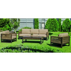 Salon de jardin Sofa MONTERREY-8 Finition MARRON/CORDAGE MARRON Tissus MARRON ESTER DRALON de 4 à 5 places