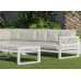 Salon De Jardin Sofa Monterrey-28-Dl Finition Blanc/Cordage Blanc Tissus Indara Beige Dralonlux De 4 À 9 Places