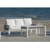 Salon De Jardin Sofa Estambul-10 Finition Blanc/Cordage Gris Tissus Anais Blanc Dralon De 4 À 7 Places