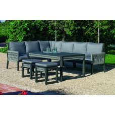 Salon De Jardin Sofa Havana-30-Dl Finition Anthracite/Cordage Gris Tissus Enma Gris Fonce Dralonlux De 4 À 8 Places