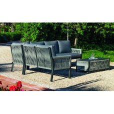 Salon De Jardin Sofa Havana-28-Dl Finition Anthracite/Cordage Gris Tissus Enma Gris Fonce Dralonlux De 4 À 6 Places