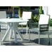 Set Salon De Jardin À Manger Montblanc-120-Krion/Catania-3 Avec Coussin(S) Complet(S) X4 Dralon Finition Blanc/Cordage Gris Tissus Anais Blanc Dralon De 4 Places