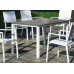 Set Salon De Jardin À Manger Palma-Hpl-200 Avec 6Xmilos-3 Finition Blanc/Hpl Design Pierre Grise Argenta Tissus Blanc Textilene De 6 Places