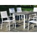 Set Salon De Jardin À Manger Palma-Hpl-200 Avec 6Xmilos-3 Finition Blanc/Hpl Design Pierre Grise Argenta Tissus Blanc Textilene De 6 Places