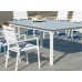 Set Salon De Jardin À Manger Palma-Hpl-220 Avec 8Xmilos-3 Finition Blanc/Hpl Design Blanc Tissus Blanc Textilene De 8 Places
