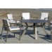 Set Salon De Jardin À Manger Sumatra-Hpl-150 Avec 6Xcamelia-30 Dralonlux Finition Champagne/Plateau Hpl Design Bois Tissus Indara Beige Dralonlux De 6 Places