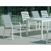 Set Salon De Jardin À Manger Palma-220 Avec 8Xcaravel-3 + Coussin(S) Complet(S)  Finition Blanc Tissus Gris Clair Marilan Dralon De 8 Places