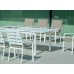 Set Salon De Jardin À Manger Palma-170/220 Avec 8Xcaravel-3 + Coussin(S) Complet(S)  Finition Blanc Tissus Beige Elsa Dralon De 8 Places