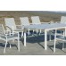 Set Salon De Jardin À Manger Palma-Hpl-170/220 Avec 8Xpalma-3 + Coussin(S) Complet(S)  Dralonlux Finition Blanc/Hpl Blanc Tissus Praga Raye Gris Blanc Dralonlux De 8 Places