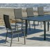 Set Salon De Jardin À Manger Palma-Hpl-170/220 Avec 8Xjaneiro-3 Finition Antracite/Hpl Facon Ardoise Tissus Gris Fonce Textilene De 8 Places