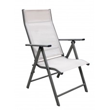 Fauteuil À Manger Multiposition Et Repliable 2X Casablanca-5Tumb Finition Champagne Tissus Beige Textilene