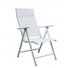 Fauteuil À Manger Multiposition Et Repliable 2X Casablanca-5Tumb Finition Blanc Tissus Blanc Textilene