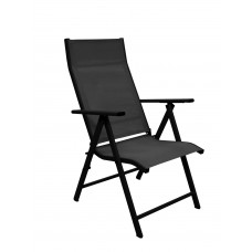 Fauteuil À Manger Multiposition Et Repliable 2X Casablanca-5Tumb Finition Anthracite Tissus Gris Fonce Textilene