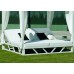 Lit De Jardin Balinaise Balinesa-210-D-Cortinas Finition Blanc Tissus Anais Blanc Dralon De 2 Places