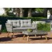 Salon De Jardin Sofa Meridien-7 Finition Pieds En Bois Acacia Tissus Gris  De 5 Places