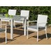 Salon De Jardin À Manger Résine Tressée Astorga/Emir/150/6+6C Finition Resine Tressee Blanche Tissus Gris Clair Mariland Dralon De 6 Places