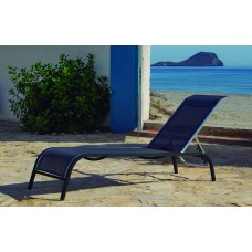 Lot De 2 : Bain De Soleil Leop Avec Coussin(S) Complet(S) 12X2 Finition Anthracite Tissus Gris Fonce  Textilene