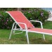 Lot De 2 : Bain De Soleil Costablanca-12X2 Finition Blanc Tissus Rouge Textilene